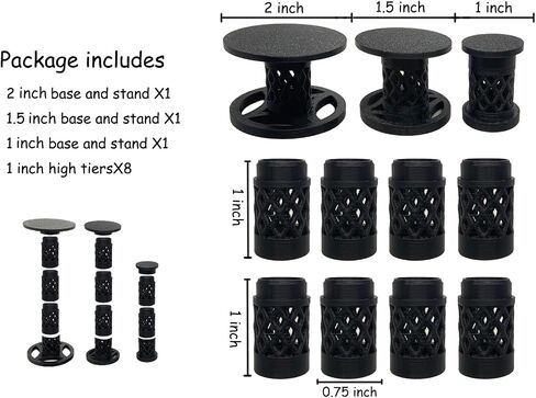 Combat Risers for Flying Miniatures, DND TRPG Terrain Flight Stands, Raised Platforms, 8 Adjustable Tiers with 3 Stands and Bases, (Obsidian Black) in Saudi Arabia