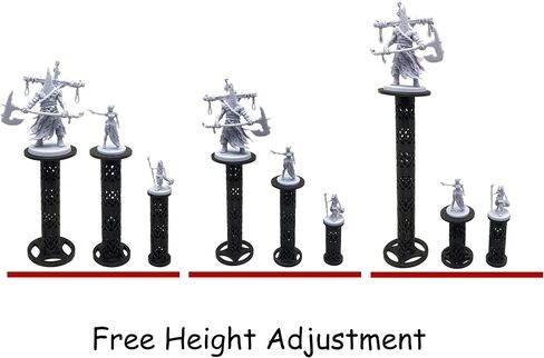 Combat Risers for Flying Miniatures, DND TRPG Terrain Flight Stands, Raised Platforms, 8 Adjustable Tiers with 3 Stands and Bases, (Obsidian Black) in Saudi Arabia