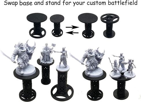 Combat Risers for Flying Miniatures, DND TRPG Terrain Flight Stands, Raised Platforms, 8 Adjustable Tiers with 3 Stands and Bases, (Obsidian Black) in Saudi Arabia