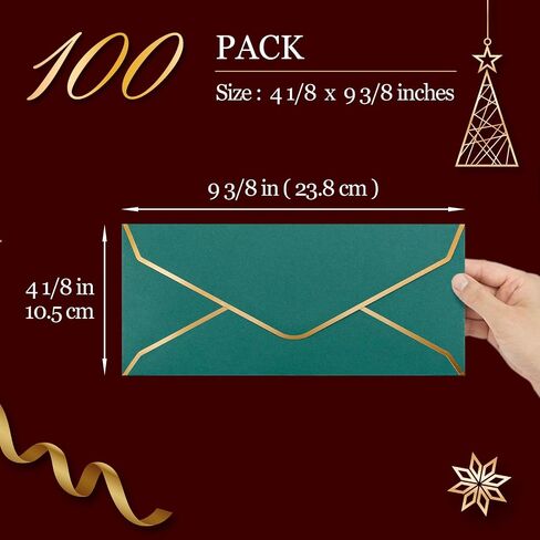 مظاريف عمل، 100 حزمة #10 مظاريف، 4 1/8 × 9 3/8 بوصة، أحمر، أخضر، ألوان عيد الميلاد in Kuwait
