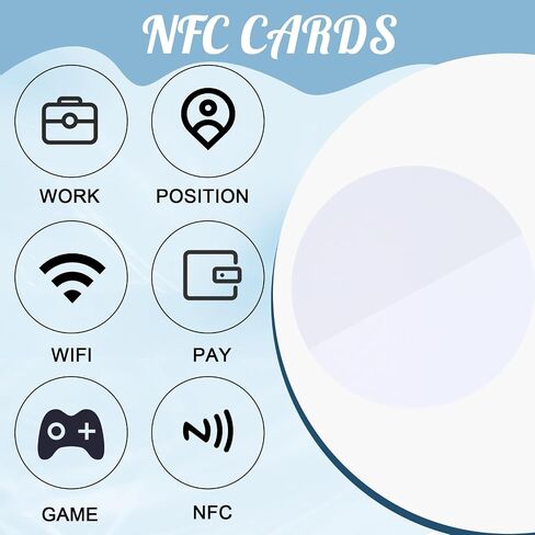 50Pcs NFC Tags, Blank NFC Tags NTAG215 Coin with Adhesive Back, Rewritable NFC Stickers White NFC Chip 504 Bytes Memory NFC Cards Compatible with Android and NFC Enabled Mobile Phones Device in Saudi Arabia