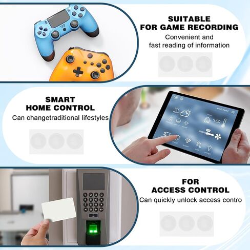 50Pcs NFC Tags, Blank NFC Tags NTAG215 Coin with Adhesive Back, Rewritable NFC Stickers White NFC Chip 504 Bytes Memory NFC Cards Compatible with Android and NFC Enabled Mobile Phones Device in Saudi Arabia
