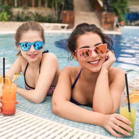 Matcheck 24 Neon Colors Sunglasses Mirrored Lens Bulk Glasses Retro Classic Party Favors Birthday Pool Unisex Adult in Kuwait
