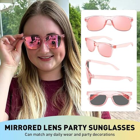 Matcheck 24 Neon Colors Sunglasses Mirrored Lens Bulk Glasses Retro Classic Party Favors Birthday Pool Unisex Adult in Kuwait
