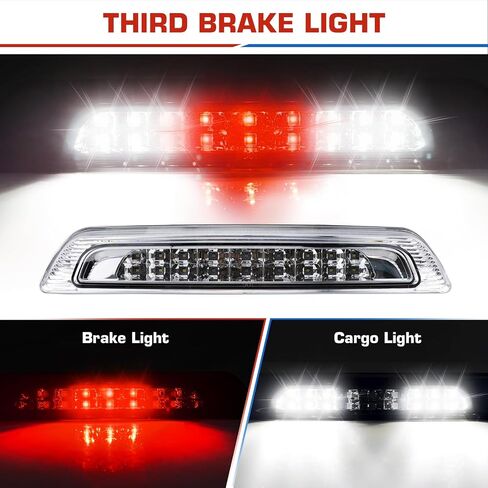 (3 Pack) Taillight Assembly + 3rd Brake Light for 2007-2013 Toyota Tundra [For Incandescent Models], Dynamic Flowing Rear Lights+High Mount Stop Light w/o Blind Spot, Chrome Housing Clear Lens in Saudi Arabia