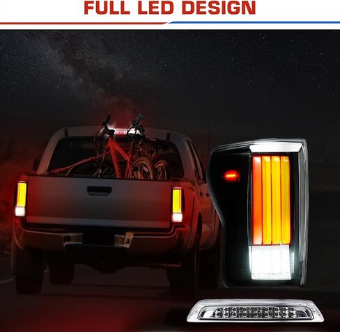 (3 Pack) Taillight Assembly + 3rd Brake Light for 2007-2013 Toyota Tundra [For Incandescent Models], Dynamic Flowing Rear Lights+High Mount Stop Light w/o Blind Spot, Chrome Housing Clear Lens in Saudi Arabia