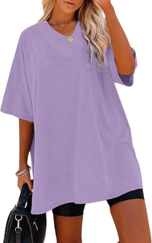 Remidoo Womens Casual V Neck Short Sleeve Oversized T Shirt Summer Basic Loose Top in Saudi Arabia