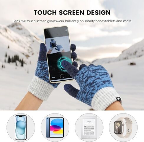 Mens Womens Winter Beanie Hat Scarf Gloves Set, Touchscreen Gloves Neck Warmer Scarf Fleece Lined Knit Skull Caps Winter Gift in Saudi Arabia