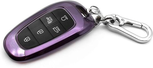 مناسب لسيارة Hyundai Tucson Palisade Santa Cruz Ioniq 5 Santa Fe Nexo Sonata Ioniq Key Fob غطاء حافظة غطاء حامل واقي كم دخول بدون مفتاح، مع سلسلة مفاتيح، أرجواني أسود in Kuwait