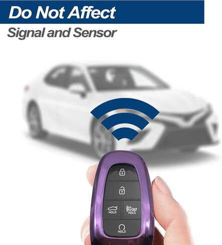 مناسب لسيارة Hyundai Tucson Palisade Santa Cruz Ioniq 5 Santa Fe Nexo Sonata Ioniq Key Fob غطاء حافظة غطاء حامل واقي كم دخول بدون مفتاح، مع سلسلة مفاتيح، أرجواني أسود in Kuwait