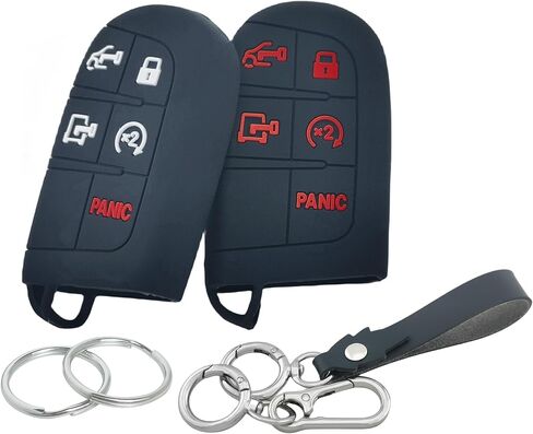 2Pcs 5 Buttons Silicone Smart Key Fob for 2024 2023 2022 Ram ProMaster 1500 2500 3500 Key Fob Cover (Black(a)) in Saudi Arabia