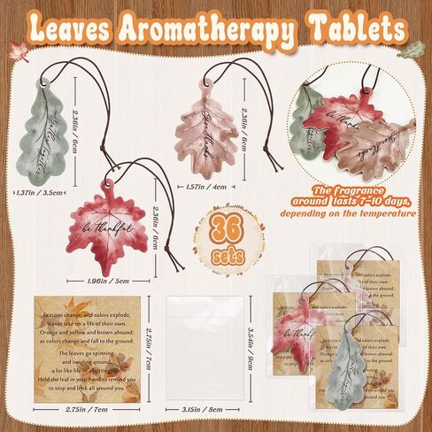 36 Sets Car Air Fresheners Fall Leaves Hanging Ornament Fall Party Gifts Bulk Autumn Maple Leaf Scented with Essential Oils Thanksgiving Party Favors for Women Men Car Decor Party Supplies in Saudi Arabia