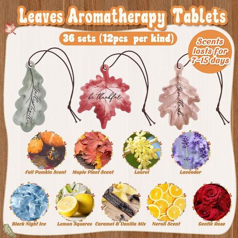 36 Sets Car Air Fresheners Fall Leaves Hanging Ornament Fall Party Gifts Bulk Autumn Maple Leaf Scented with Essential Oils Thanksgiving Party Favors for Women Men Car Decor Party Supplies in Saudi Arabia