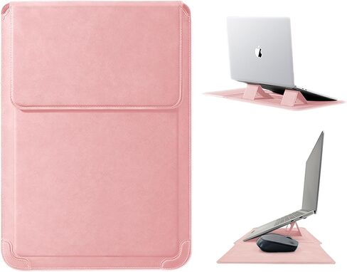 Laptop Sleeve with Stand and Mouse Pad Leather Laptop Case Notebook Computer Protective Cover for MacBook Air/Pro Dell Lenovo ThinkPad HP Samsung Chromebook (Galaxy Pink, 15-16 inch) in Saudi Arabia
