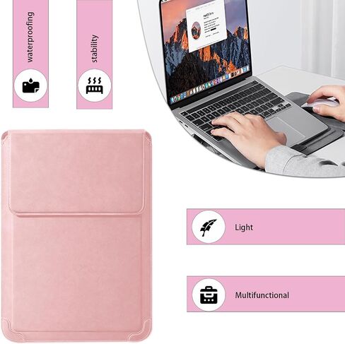 Laptop Sleeve with Stand and Mouse Pad Leather Laptop Case Notebook Computer Protective Cover for MacBook Air/Pro Dell Lenovo ThinkPad HP Samsung Chromebook (Galaxy Pink, 15-16 inch) in Saudi Arabia