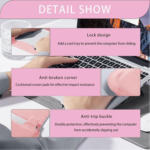 Laptop Sleeve with Stand and Mouse Pad Leather Laptop Case Notebook Computer Protective Cover for MacBook Air/Pro Dell Lenovo ThinkPad HP Samsung Chromebook (Galaxy Pink, 15-16 inch) in Saudi Arabia