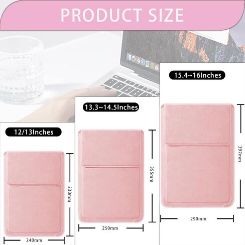 Laptop Sleeve with Stand and Mouse Pad Leather Laptop Case Notebook Computer Protective Cover for MacBook Air/Pro Dell Lenovo ThinkPad HP Samsung Chromebook (Galaxy Pink, 15-16 inch) in Saudi Arabia