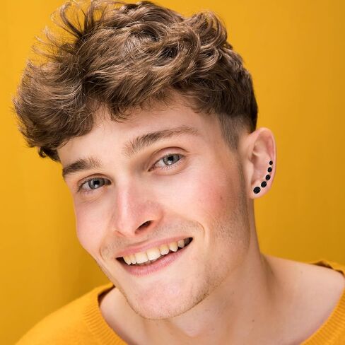 12pcs Black Stud Earrings Men Women Flat Back Earrings Screw Back Stud Earrings Stainless Steel Earrings For Men Ear Piercing Aretes De Hombre Fake Gauges Aretes Para Hombre Aretes De Hombre in Saudi Arabia