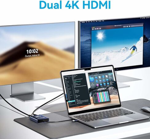 محول HDMI مزدوج 4K لأجهزة MacBooks - موزع USB-C إلى HDMI مزدوج لشاشات متعددة، ومحول HDMI إلى USB-C ومحول HDMI إلى USB-C للشاشة، توافق سلس مع M1، M2، M3، DisplayLink in Saudi Arabia