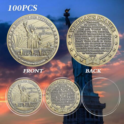CHURYUML 50Pcs Military Challenge Coins Bulk Veterans Day Gifts Honoring Our Veterans Military Gifts for Men Women Army Soldiers Military Prayer Coin Thank You for Your Service in Saudi Arabia