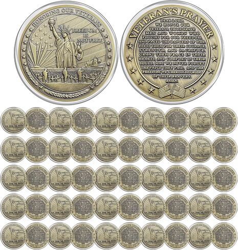 CHURYUML 50Pcs Military Challenge Coins Bulk Veterans Day Gifts Honoring Our Veterans Military Gifts for Men Women Army Soldiers Military Prayer Coin Thank You for Your Service in Saudi Arabia