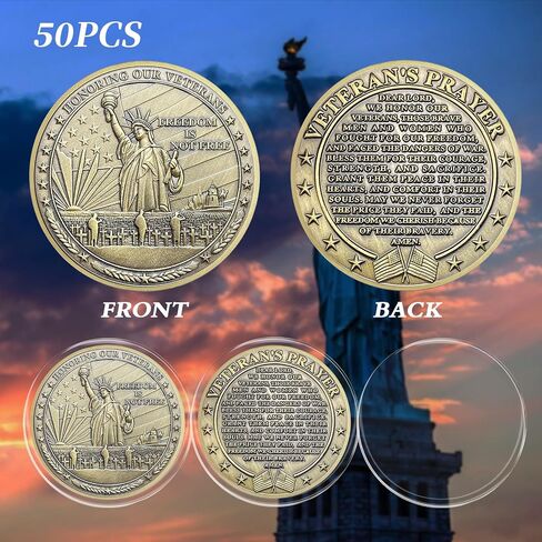 CHURYUML 50Pcs Military Challenge Coins Bulk Veterans Day Gifts Honoring Our Veterans Military Gifts for Men Women Army Soldiers Military Prayer Coin Thank You for Your Service in Saudi Arabia