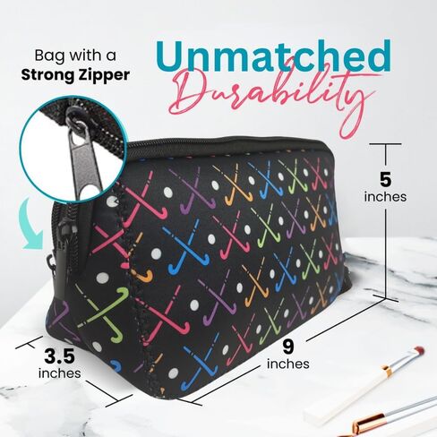 Sportybella Field Hockey Gifts for Field Hockey Players, Makeup Bag, Gift for Women, Field Hockey Stick Travel Waterproof Toiletry Bag Organizer, Field Hockey Accessories in Saudi Arabia