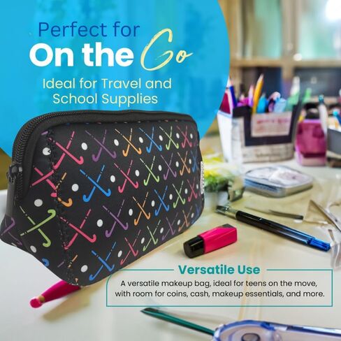 Sportybella Field Hockey Gifts for Field Hockey Players, Makeup Bag, Gift for Women, Field Hockey Stick Travel Waterproof Toiletry Bag Organizer, Field Hockey Accessories in Saudi Arabia