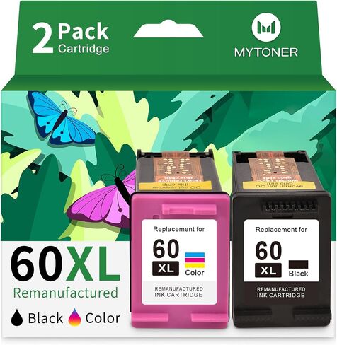 خرطوشة حبر معاد تصنيعها من MYTONER 60XL بديل لحبر HP 60 XL 60XL عالي الإنتاجية لطابعة PhotoSmart C4680 C4795 D110a Envy 100 111 120 Deskjet D1660 D2680 F2430 F4210 F4480 F480 ثلاثي الألوان) in Kuwait
