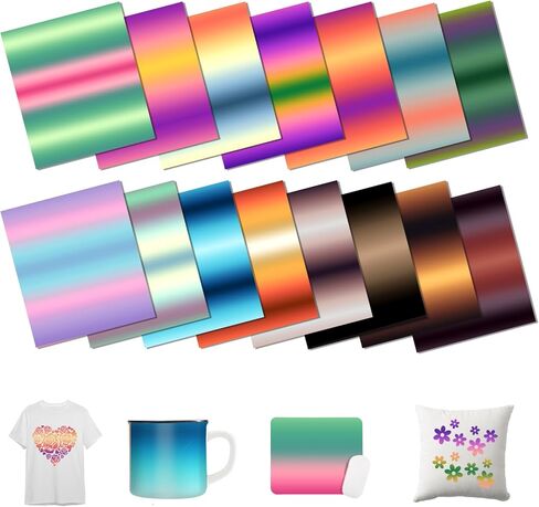 HTVSTD Gradient Sublimation Transfer Ink Paper - 15 Sheets 12"x10" Ombre Color Sublimation Transfer Paper for Tumbler T-Shirts DIY Sublimation Paper Compatible with Cricut/Cameo in Kuwait