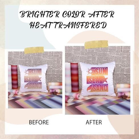 HTVSTD Gradient Sublimation Transfer Ink Paper - 15 Sheets 12"x10" Ombre Color Sublimation Transfer Paper for Tumbler T-Shirts DIY Sublimation Paper Compatible with Cricut/Cameo in Kuwait