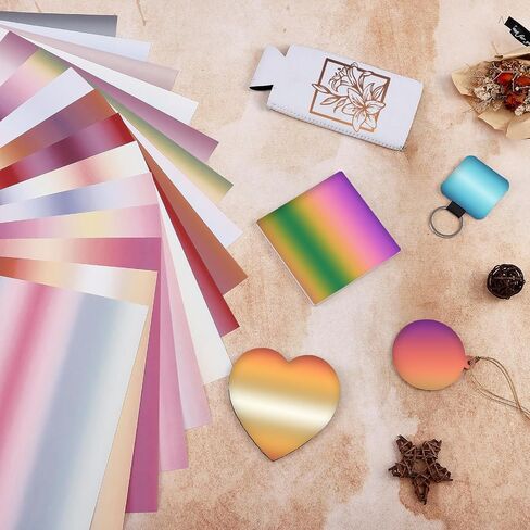 HTVSTD Gradient Sublimation Transfer Ink Paper - 15 Sheets 12"x10" Ombre Color Sublimation Transfer Paper for Tumbler T-Shirts DIY Sublimation Paper Compatible with Cricut/Cameo in Kuwait
