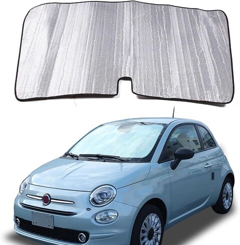 مظلة الشمس للزجاج الأمامي الأصلية متوافقة مع Fiat 500 2010-2024 Abarth 595 2014-2024 ملحقات مظلة الشمس العاكسة للزجاج الأمامي (فضي) in Saudi Arabia