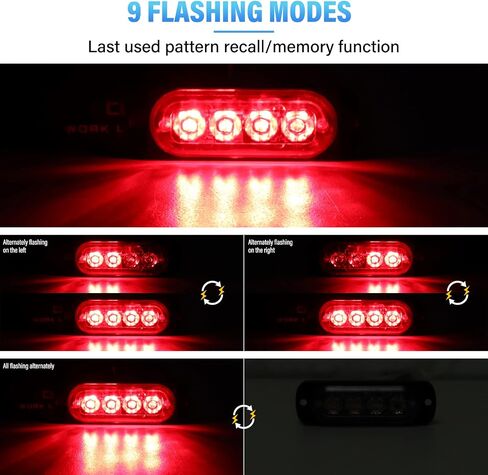Willpower 2pcs 3.3 Inch LED Strobe Warning Lights, Red 4 LED Safety Emergency Flashing Light Construction Hazard Beacon LED Light Bar for Car Truck Van Off Road Vehicle Boat Surface Mount in Saudi Arabia