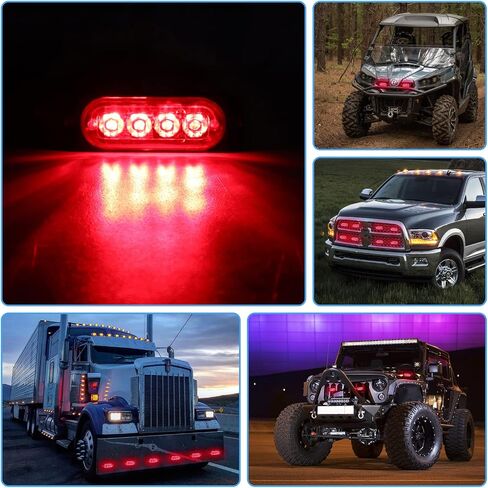 Willpower 2pcs 3.3 Inch LED Strobe Warning Lights, Red 4 LED Safety Emergency Flashing Light Construction Hazard Beacon LED Light Bar for Car Truck Van Off Road Vehicle Boat Surface Mount in Saudi Arabia