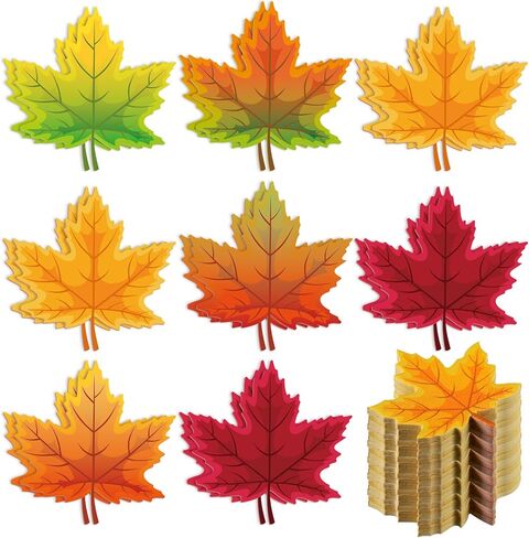 48 Pack 1200 Sheets Fall Sticky Notes Maple Leaf Pumpkin Shaped Sticky Notes Cute Thanksgiving Sticky Notes Autumn Self Stick Notepads for Home Office(Classic Maple Leaf) in Saudi Arabia
