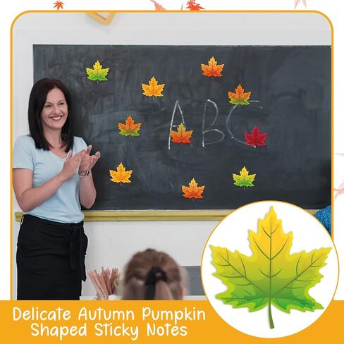 48 Pack 1200 Sheets Fall Sticky Notes Maple Leaf Pumpkin Shaped Sticky Notes Cute Thanksgiving Sticky Notes Autumn Self Stick Notepads for Home Office(Classic Maple Leaf) in Saudi Arabia