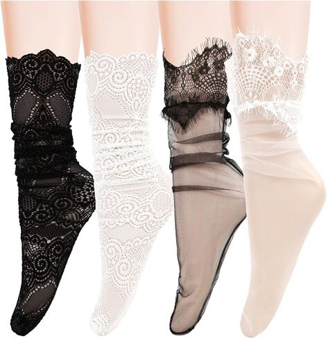 Benefeet Sox Loose Lace Ankle Socks Lace Women Tulle Socks Dress Socks Sexy See Through Socks Transparent Pretty Socks in Kuwait
