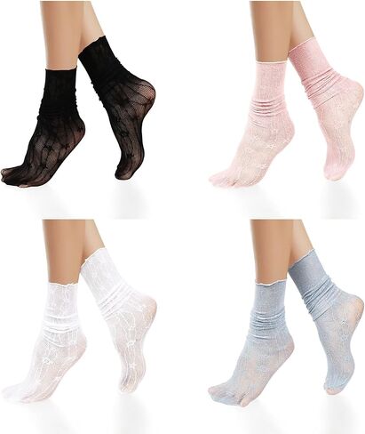 Benefeet Sox Loose Lace Ankle Socks Lace Women Tulle Socks Dress Socks Sexy See Through Socks Transparent Pretty Socks in Kuwait
