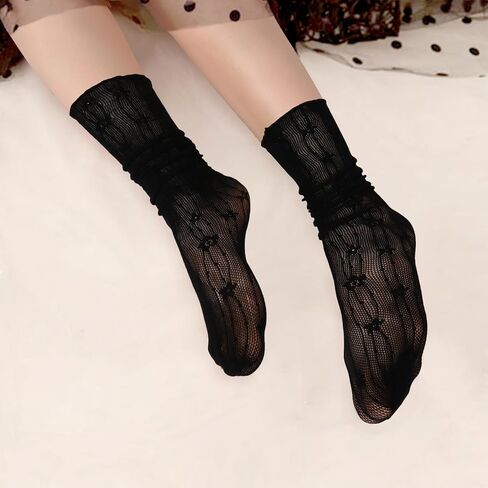 Benefeet Sox Loose Lace Ankle Socks Lace Women Tulle Socks Dress Socks Sexy See Through Socks Transparent Pretty Socks in Kuwait