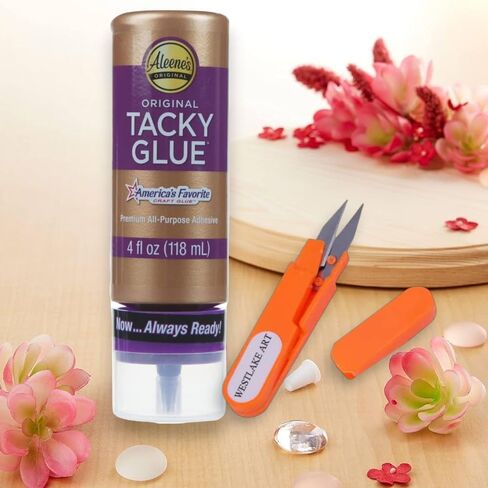 Always Ready Tacky Glue, 4 oz, Bundle with Westlake Art Embroidery Scissors - Versatile Crafting Adhesive, Dries Clear, Strong Flexible Bond for Paper, Fabric, Wood, Ceramics~ [Pack of 3] in Saudi Arabia