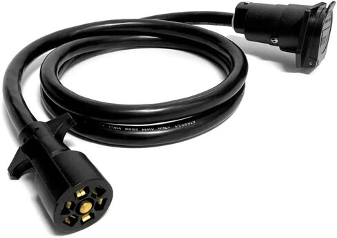 NAT 7 pin Trailer Extension 6FT with Connector Socket, 7 Way Trailer Double Prongs Plug for 5th Wheel/Travel Trailer/Camper with Weatherproof Cable AWM2586 600V 10AWG/2+12AWG/1+14AWG/4 in Saudi Arabia