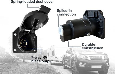 NAT 7 pin Trailer Extension 6FT with Connector Socket, 7 Way Trailer Double Prongs Plug for 5th Wheel/Travel Trailer/Camper with Weatherproof Cable AWM2586 600V 10AWG/2+12AWG/1+14AWG/4 in Saudi Arabia