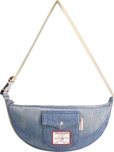 True Religion Women's Shoulder Bag Purse, Washed Denim Medium Hobo Handbag with Adjustable Strap in Saudi Arabia