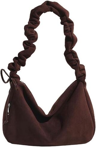 Suede Hobo Bag for Women, Suede Bag Crescent Handbag, Multi-Pocket Shoulder bag for Travel Work Trend Bag in Saudi Arabia