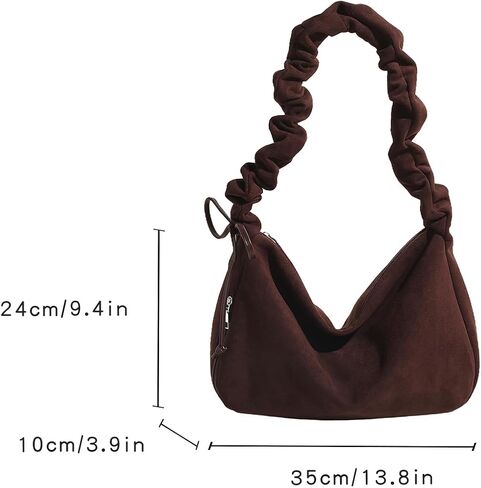 Suede Hobo Bag for Women, Suede Bag Crescent Handbag, Multi-Pocket Shoulder bag for Travel Work Trend Bag in Saudi Arabia
