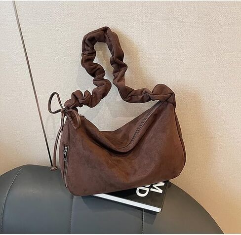 Suede Hobo Bag for Women, Suede Bag Crescent Handbag, Multi-Pocket Shoulder bag for Travel Work Trend Bag in Saudi Arabia