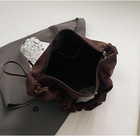 Suede Hobo Bag for Women, Suede Bag Crescent Handbag, Multi-Pocket Shoulder bag for Travel Work Trend Bag in Saudi Arabia