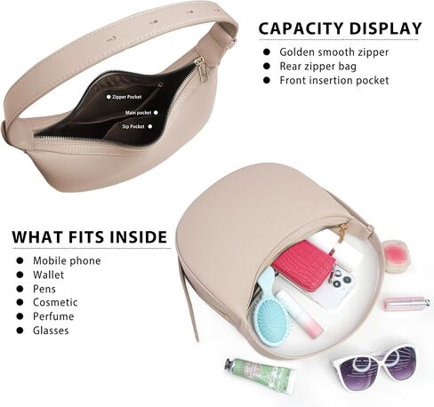 Women Crescent Shoulder Handbag-Large Capacity Crossbody Hobo Purse, Trendy Crescent Bag Clutch Handbag with Adjustable Strap in Kuwait