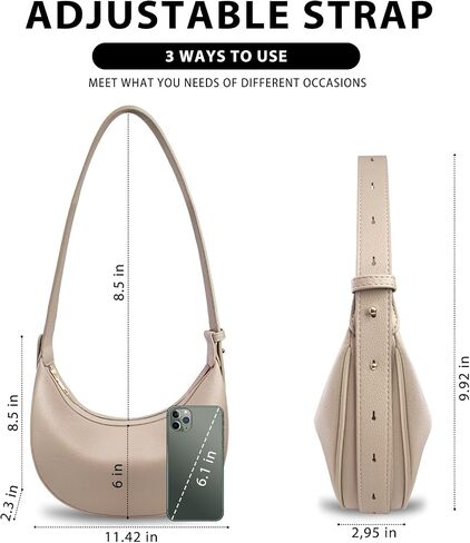Women Crescent Shoulder Handbag-Large Capacity Crossbody Hobo Purse, Trendy Crescent Bag Clutch Handbag with Adjustable Strap in Kuwait